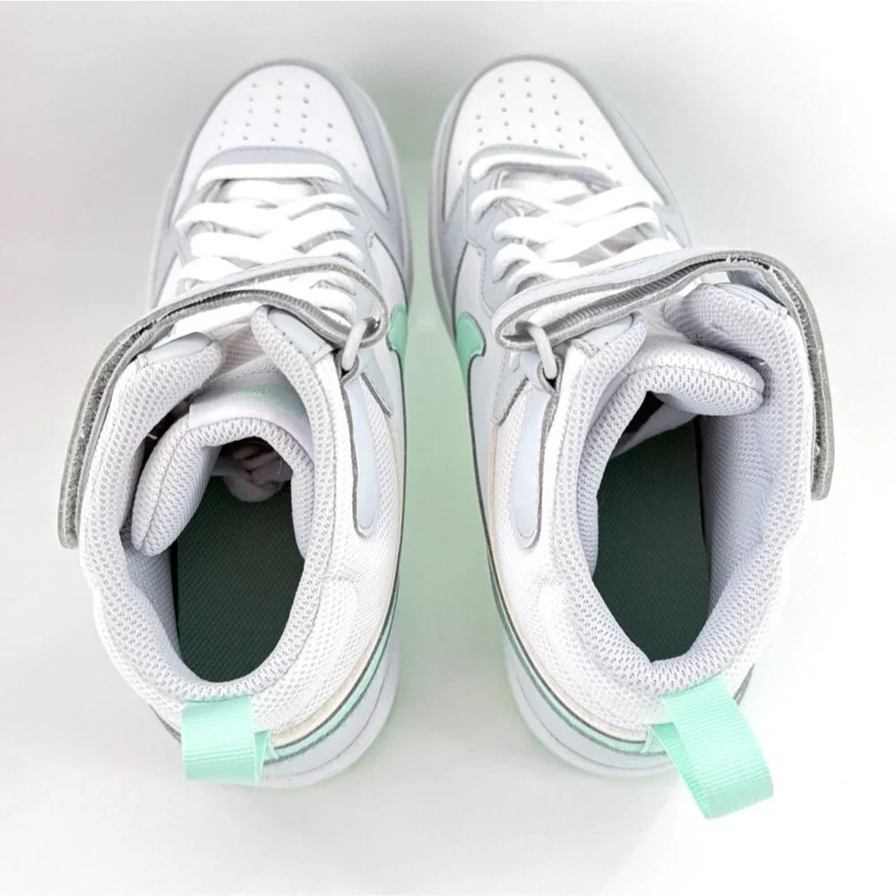 Nike Court Borough Mid 2 Basketball Sneakers White Mint Big Kid Girls Size 6.5Y